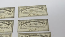 Load image into Gallery viewer, 12 Sequential $8 1863 Georgia Bond Coupons! Obsolete Currency Bank Note Bills