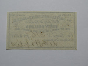 $40 1861 Confederate Bond Coupon Certificate Currency Bank Note Bill UNC