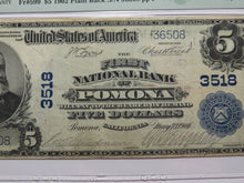 Load image into Gallery viewer, $5 1902 Pomona California CA National Currency Bank Note Bill Ch. #3518 VF25 PMG