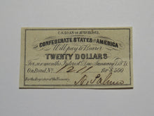 Load image into Gallery viewer, $20 1861 Confederate Bond Coupon Certificate Currency Bank Note Bill UNC
