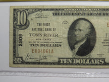 Load image into Gallery viewer, $10 1929 Toms River New Jersey National Currency Bank Note Bill #2509 VF20 PCGS