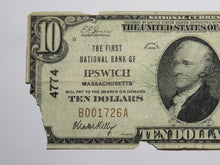 Load image into Gallery viewer, $10 1929 Ipswich Massachusetts MA National Currency Bank Note Bill Ch #4774 RARE