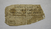 Load image into Gallery viewer, 1754 Twenty Six Shillings North Carolina NC Colonial Currency Note Bill 26s 8d