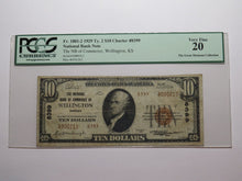 Load image into Gallery viewer, $10 1929 Wellington Kansas National Currency Bank Note Bill Ch #8399 VF20 PCGS