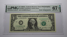 Load image into Gallery viewer, $1 2003 Radar Serial Number Federal Reserve Currency Bank Note Bill PMG UNC67EPQ