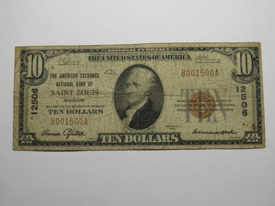 $10 1929 Saint Louis Missouri MO National Currency Bank Note Bill! Ch #12506 St.
