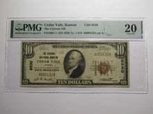 Load image into Gallery viewer, $10 1929 Cedar Vale Kansas KS National Currency Bank Note Bill Ch. #6530 VF20