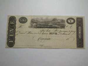 $5 18__ Cincinnati Ohio Obsolete Currency Bank Note Bill Remainder Post Note UNC