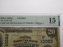 Load image into Gallery viewer, $20 1902 Boise Idaho ID National Currency Bank Note Bill Charter #10083 F15 PMG