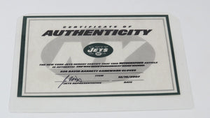 2007 David Barrett New York Jets Game Used Worn NFL Football Gloves! Arkansas