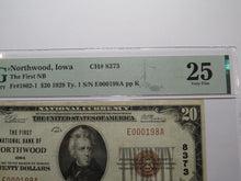 Load image into Gallery viewer, $20 1929 Northwood Iowa IA National Currency Bank Note Bill Ch. #8373 VF25 PMG