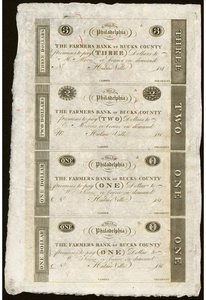 $1-$1-$2-$3 1810's Hulme Ville Pennsylvania Obsolete Currency Uncut Bank Notes