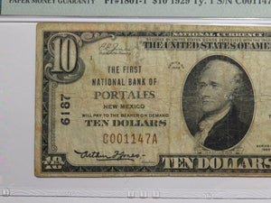 $10 1929 Portales New Mexico NM National Currency Bank Note Bill Ch #6187 VF20