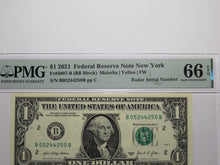 Load image into Gallery viewer, $1 2021 Radar Serial Number Federal Reserve Currency Bank Note Bill PMG UNC66EPQ