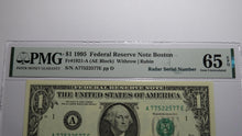 Load image into Gallery viewer, $1 1995 Radar Serial Number Federal Reserve Currency Bank Note Bill PMG UNC65EPQ
