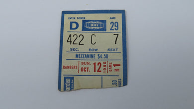 October 12, 1980 New York Rangers Vs. Penguins Hockey Ticket Stub Home Opener