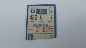 October 12, 1980 New York Rangers Vs. Penguins Hockey Ticket Stub Home Opener