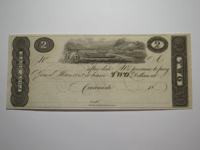 $2 18__ Cincinnati Ohio Obsolete Currency Bank Note Bill Remainder Post Note UNC