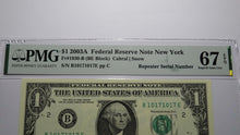 Load image into Gallery viewer, $1 2003 Repeater Serial Number Federal Reserve Currency Bank Note Bill PMG UNC67