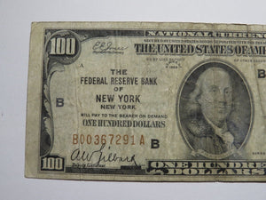$100 1929 New York City NYC National Currency Note Federal Reserve Bank RARE