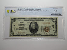 Load image into Gallery viewer, $20 1929 Hopkins Minnesota MN National Currency Bank Note Bill #12518 VF30 PCGS