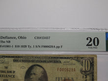 Load image into Gallery viewer, $10 1929 Defiance Ohio OH National Currency Bank Note Bill Ch. #13457 VF20 PMG