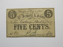 Load image into Gallery viewer, $.05 1862 Hartford Connecticut CT Obsolete Currency Note Bill P. Jewell &amp; Sons