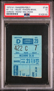2/21/79 Rangers St. Louis Blues NHL Hockey Ticket Stub "Steve Durbano Moons MSG"