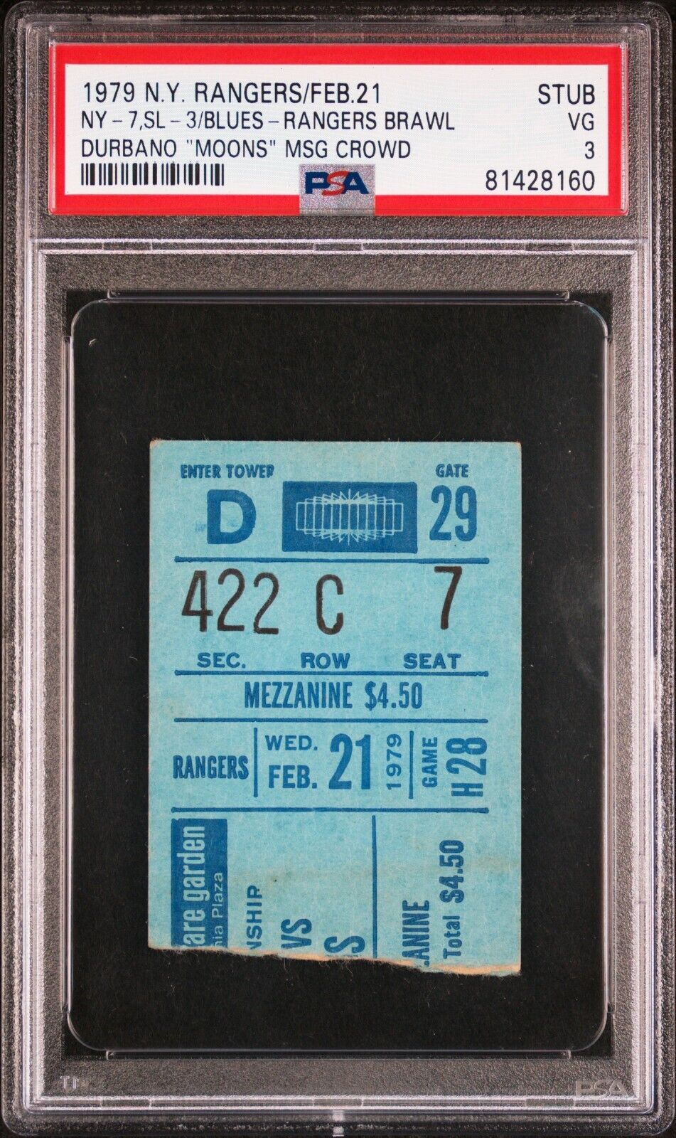 2/21/79 Rangers St. Louis Blues NHL Hockey Ticket Stub 