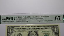 Load image into Gallery viewer, $1 1999 Repeater Serial Number Federal Reserve Currency Bank Note Bill PMG UNC67