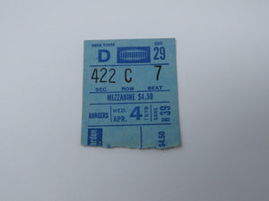 April 4, 1979 New York Rangers Vs. Atlanta Flames NHL Hockey Ticket Stub