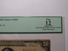 Load image into Gallery viewer, $20 1929 Gladbrook Iowa IA National Currency Bank Note Bill Ch. #5461 F12 PCGS