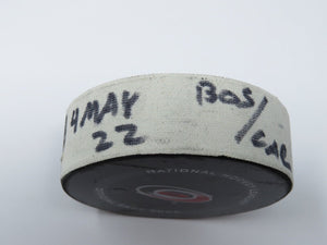 2022 Boston Bruins Vs. Carolina Hurricanes Game 2 NHL Playoffs Game Used Puck G2