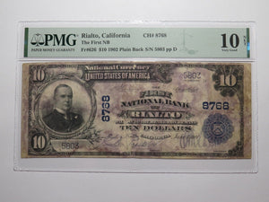 $10 1902 Rialto California CA National Currency Bank Note Bill #8768 VG10 PMG