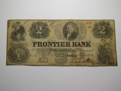 $2 1851 Potsdam New York NY Obsolete Currency Bank Note Bill The Frontier Bank