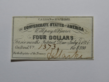 Load image into Gallery viewer, $4 1861 Confederate Bond Coupon Certificate Currency Bank Note Bill UNC