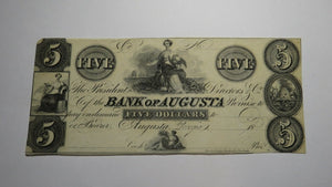 $5 18__ Augusta Georgia GA Obsolete Currency Bank Note Bill Bank of Augusta 