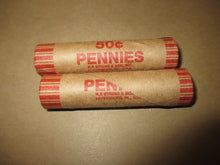 Load image into Gallery viewer, 2 MIXED WHEAT INDIAN HEAD PENNY SHOTGUN ROLLS WITH INDIAN CENT END COIN! USA 029