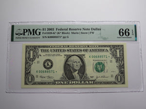 $1 2003 Federal Reserve Star Note Currency Bank Note Bill Choice Gem 66EPQ PMG