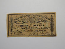 Load image into Gallery viewer, $30 1864 Confederate Bond Coupon Certificate Currency Bank Note Bill UNC+