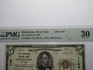 $5 1929 Sherburne New York NY National Currency Bank Note Bill Ch. #1166 VF30