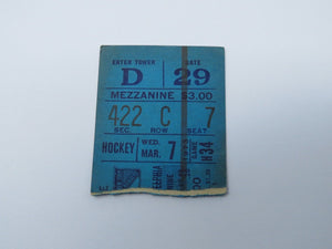 March 7, 1973 New York Rangers Vs. Philadelphia Flyers NHL Hockey Ticket Stub