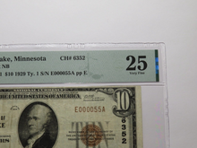 Load image into Gallery viewer, $10 1929 Cass Lake Minnesota MN National Currency Bank Note Bill #6352 VF25 PMG