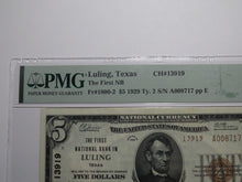 Load image into Gallery viewer, $5 1929 Luling Texas TX National Currency Bank Note Bill Charter #13919 AU50 PMG