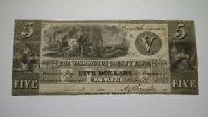 $5 1835 Calais Maine ME Obsolete Currency Bank Note Bill! Washington County Bank