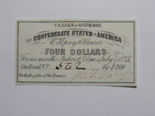 Load image into Gallery viewer, $4 1861 Confederate Bond Coupon Certificate Currency Bank Note Bill UNC