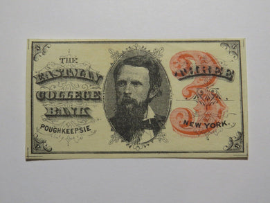 $.03 1870's Poughkeepsie New York Obsolete Currency Note Eastman College
