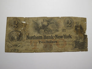 $2 1847 Madrid New York NY Obsolete Currency Bank Note Bill Northern Bank of NY
