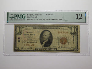 $10 1929 Logan Kansas KS National Currency Bank Note Bill Charter #6841 F12 PMG