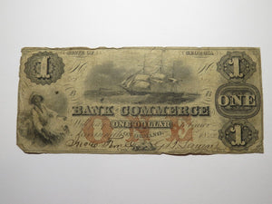 $1 1858 Savannah Georgia GA Obsolete Currency Bank Note Bill! Bank of Commerce